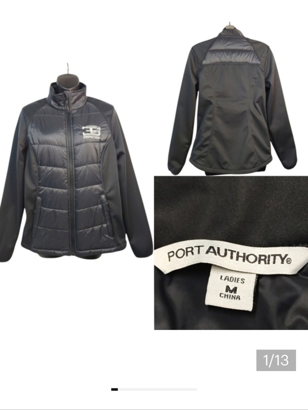 Port Authority Womens Puffer Jacket Black Zip Size M Lightweight Quilted Winter
